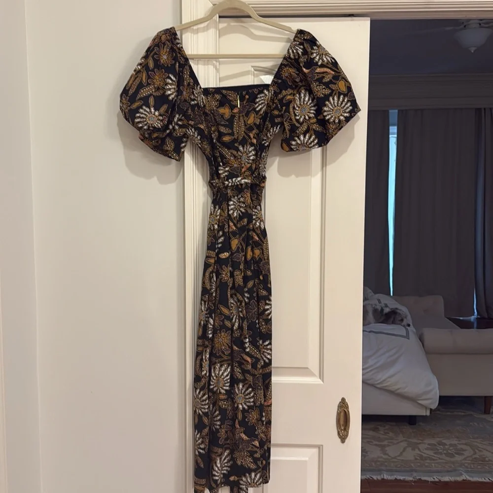 Cleobella Asymmetrical Floral Dress in Black and Brown - Picture 5 of 5
